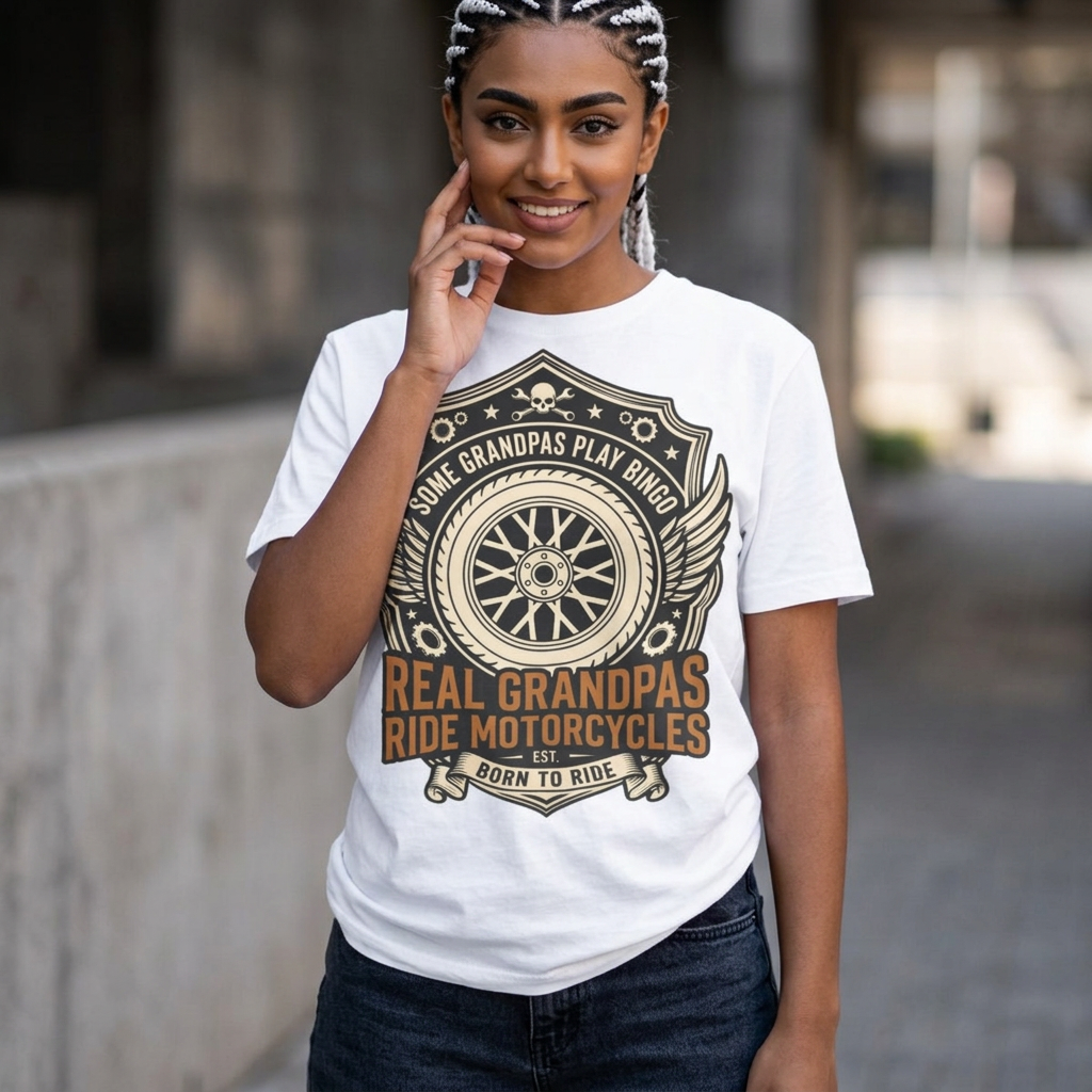 Grandpa Motorcycle T-Shirt – "Real Grandpas Ride Motorcycles" Vintage Biker Tee
