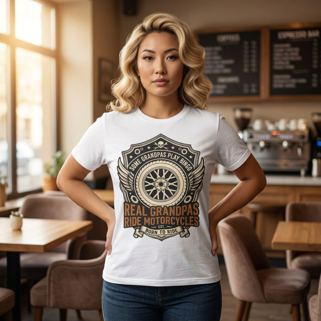 Grandpa Motorcycle T-Shirt – "Real Grandpas Ride Motorcycles" Vintage Biker Tee