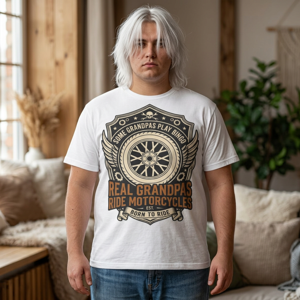 Grandpa Motorcycle T-Shirt – "Real Grandpas Ride Motorcycles" Vintage Biker Tee
